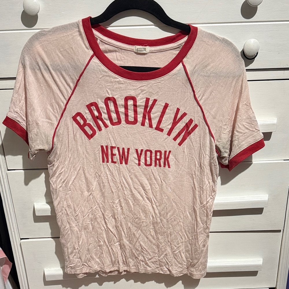 Garage Women's Pink and Red Brooklyn Tee